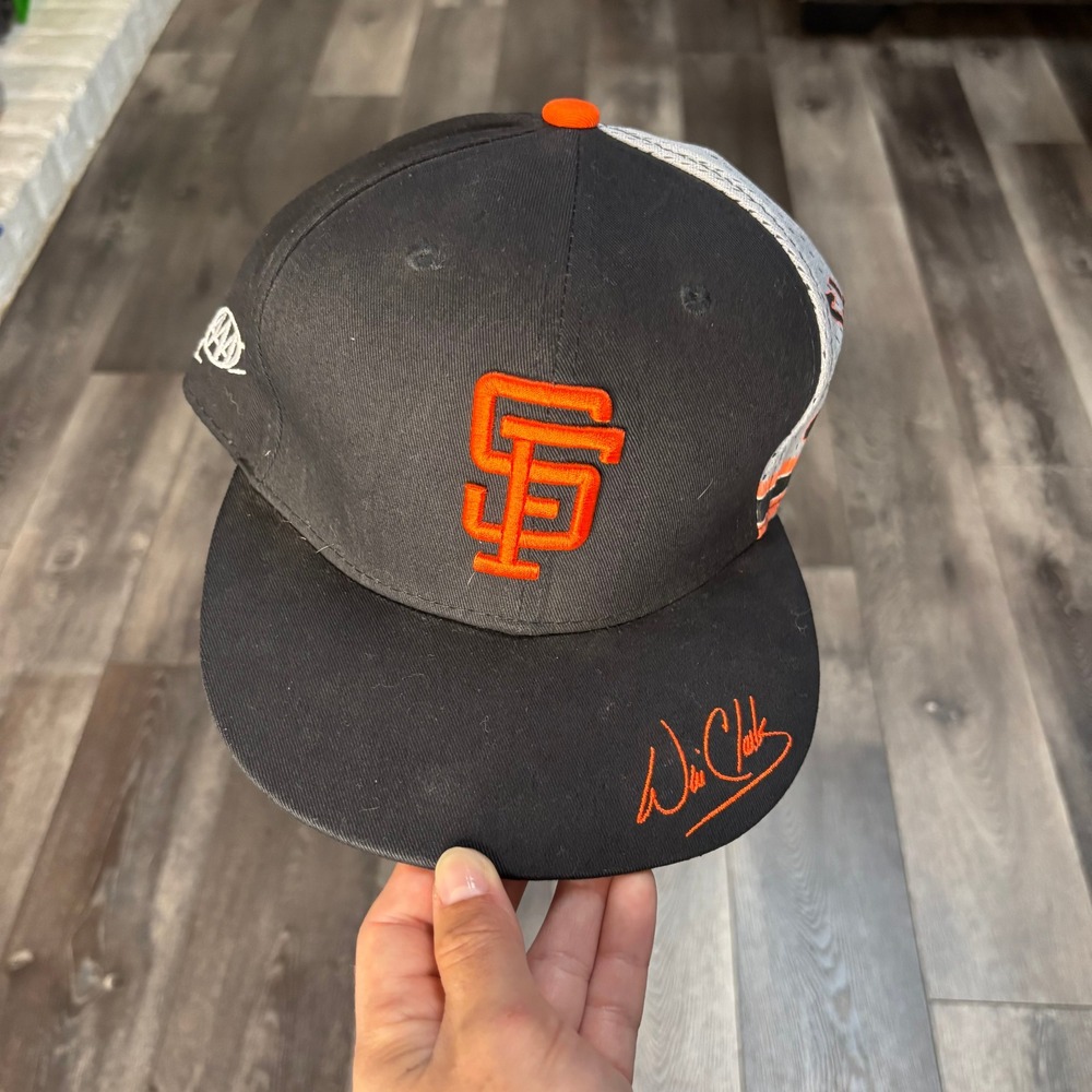 Will Clark SF Giants Melonwear Snapback Hat Black Orange‎ Number 22 Signature